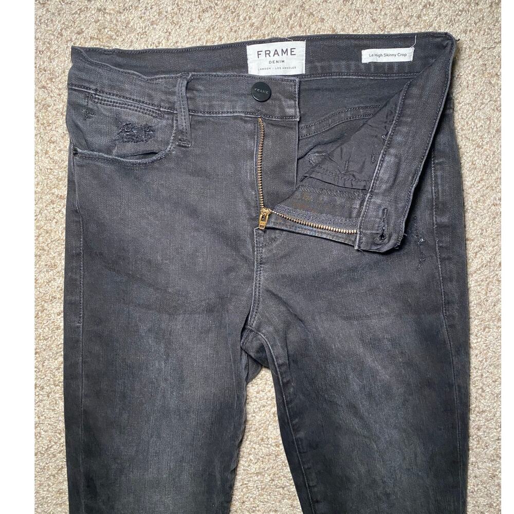 FRAME - Le High Skinny Crop Jeans - Black Size 25 - Picture 5 of 11